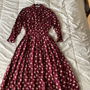 Vintage NWT EILEEN WEST full skirt dress long sleeve  Mexican Hat Print Size 6